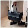 Women Casual Commuting Bag Large Capacity PU Leather Vintage Shoulder Bag Solid Color Fashion Tote Handbag Retro Messenger Bag