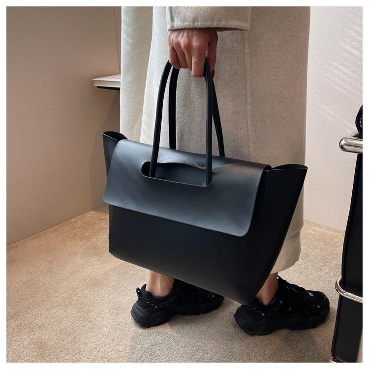 Women Casual Commuting Bag Large Capacity PU Leather Vintage Shoulder Bag Solid Color Fashion Tote Handbag Retro Messenger Bag