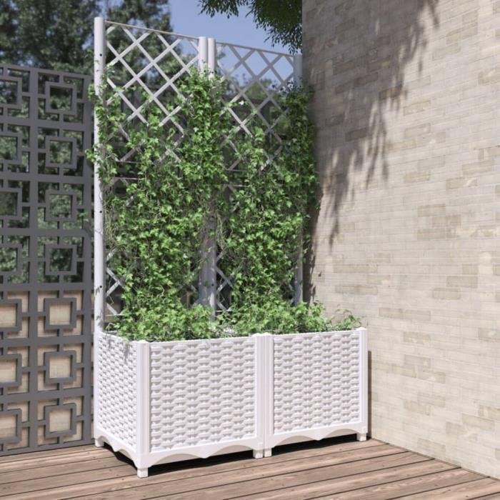 VidaXL Jardinière avec treillis Blanc 80x40x136 cm PP 153282