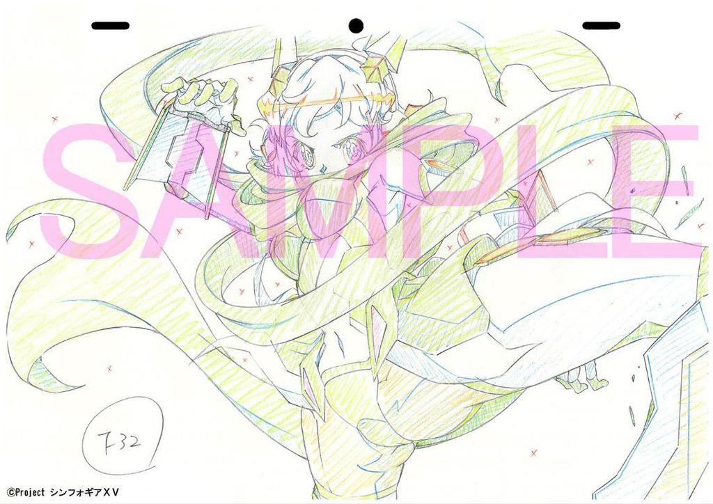[USED] Not for Sale "Senki Zesshō Symphogear XV Original Art Collection Design Archive Bonus Reproduction Original Art