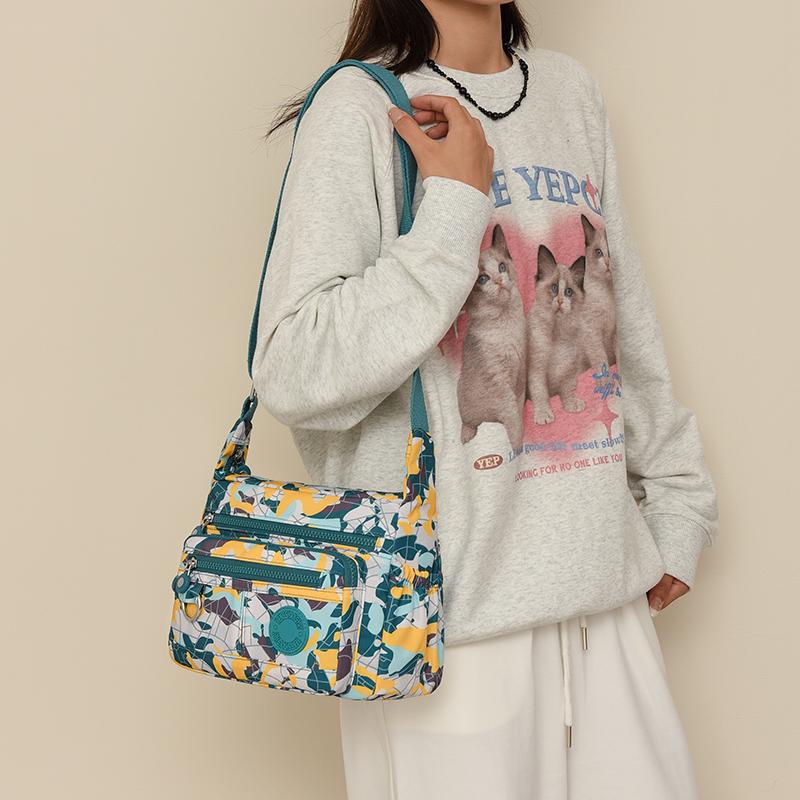 Bolsa feminina transversal grande capacidade bolsa de ombro de nylon bolsa de mãe estampada
