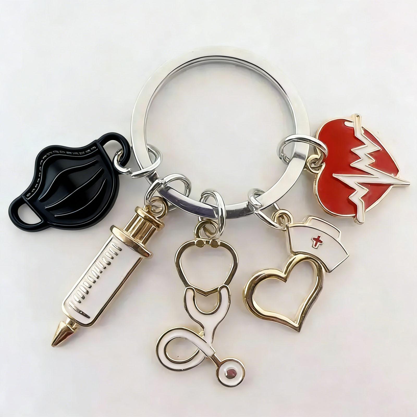 Брелок-маска, Брелок для спасателей, Брелок-подвеска ко Дню медсестры, Круглый брелок-подвеска, Металлический брелок-подвеска, Маленький подарок. One Size чёрный