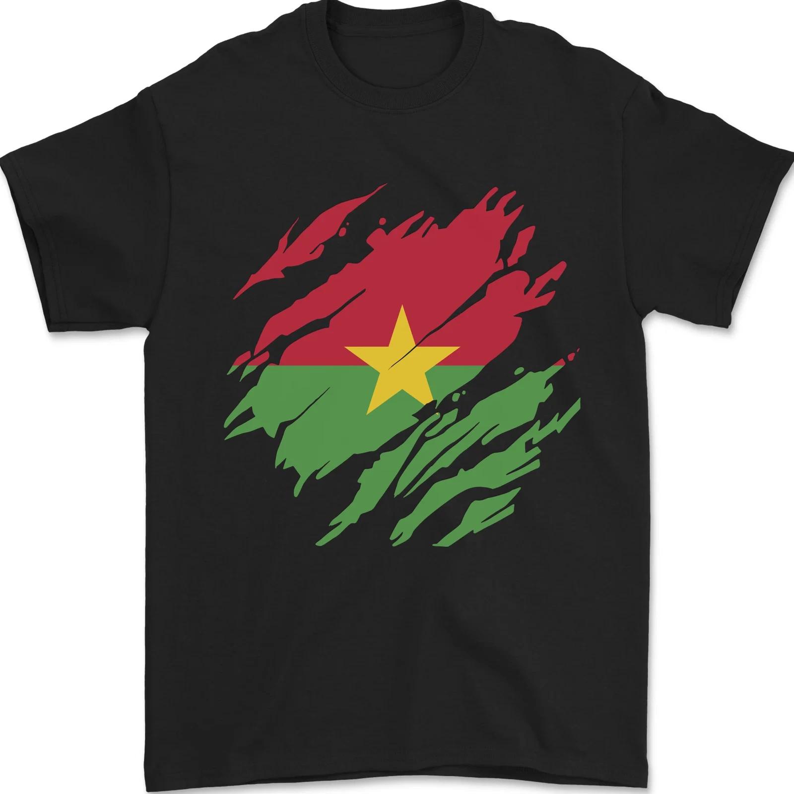 

Torn Burkina Faso Flag Day Football Mens T-Shirt 100% Cotton 4XL