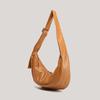 Lazy Wind Simple Solid Color Soft Leather Large Capacity Dumpling Bag Premium Casual Versatile Single Shoulder Messenger Commuter Tote Bag