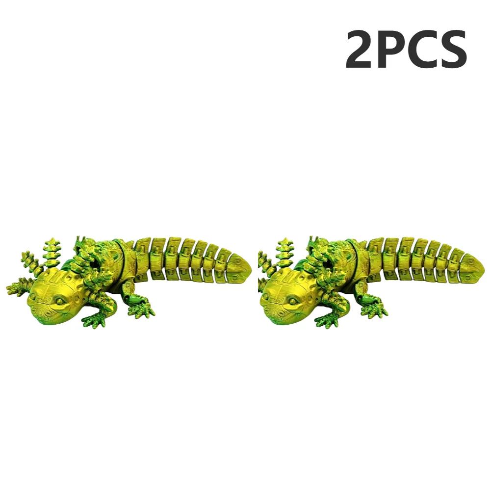 2pcs 3D Printed Axolotl Desk Toy Collectible Articulated Figurine Desk Toy Articulated Axolotl Stress Relief Home Desktop Decor