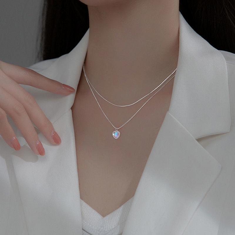 Elevate your summer style with the "Moonlight Dazzle Heart Pendant Necklace" - a chic Qixi gift perfect for your girlfriend.