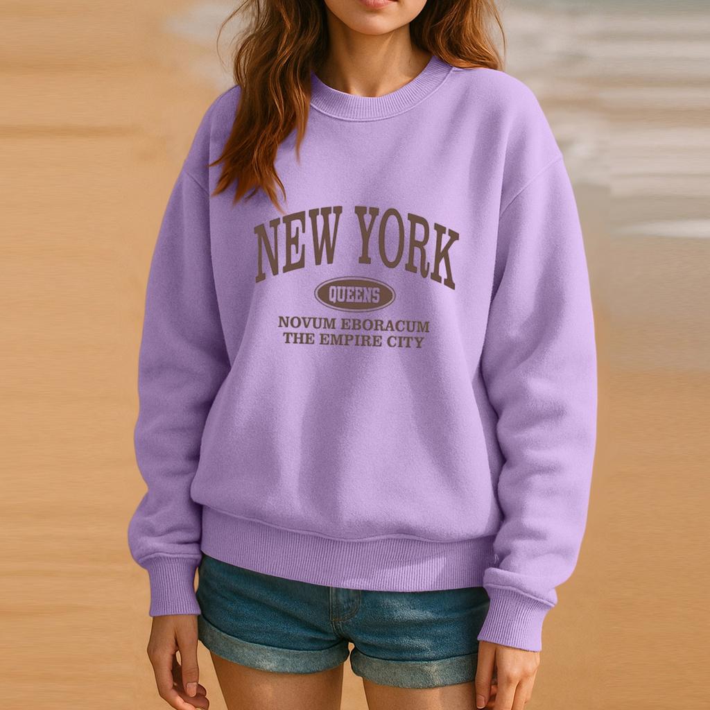 Hanorac cu gât rotund pentru femei Toamnă Hanorace grafice Vacanță Mânecă lungă Umeri căzuți Pulover