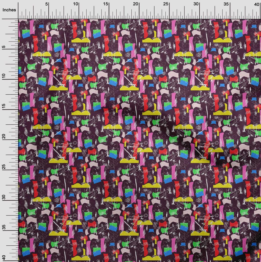 oneOone Cotton Flex Purple Fabric Abstracts Fabric For Sewing Printed Craft Fabric By The Yard 40 Inch