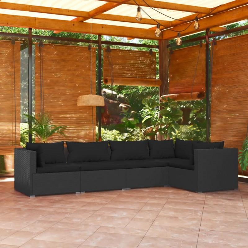 Day and Night - Day and Night 5-piece Garden Furniture Set and Black Synthetic Rattan Cushions