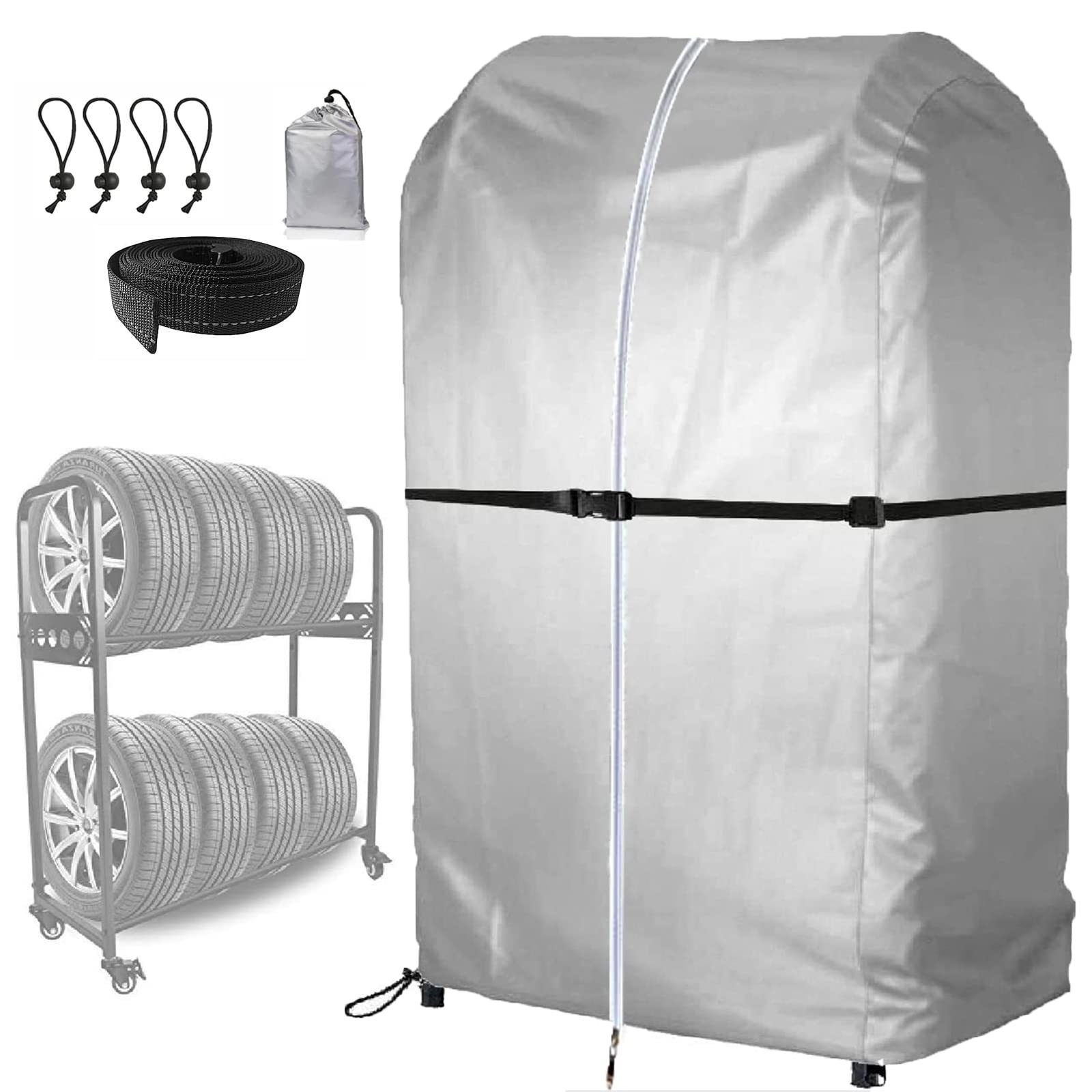 

Чехол для шин, Чехол для шин, Уличный, Водонепроницаемый, Чехол для стеллажа для шин, 420D, Хранение 8 шин 146 x 110 x 75cm