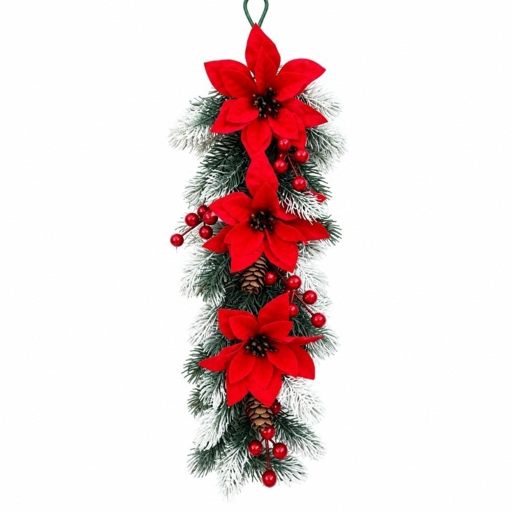 Artificial Red Berries Christmas Swag Garland Wall-Mounted Design Meticulously Craftedl Christmas Garland Faux Pine Branches