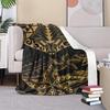 Black and gold Polynesian tribal patterns Blanket for Sofa Bed Travel Camping Living Room Office Conditioning Blanket