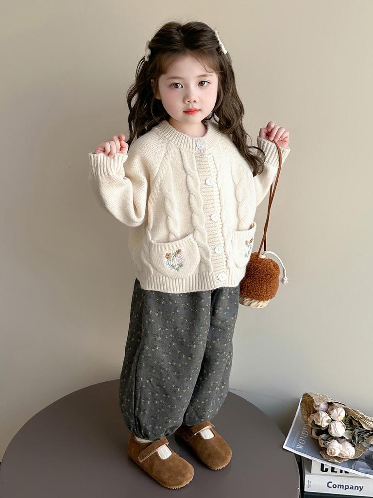Dívčí kardigan a outfit podzim 2025: Jarní/podzimní dvoudílný set v korejském stylu