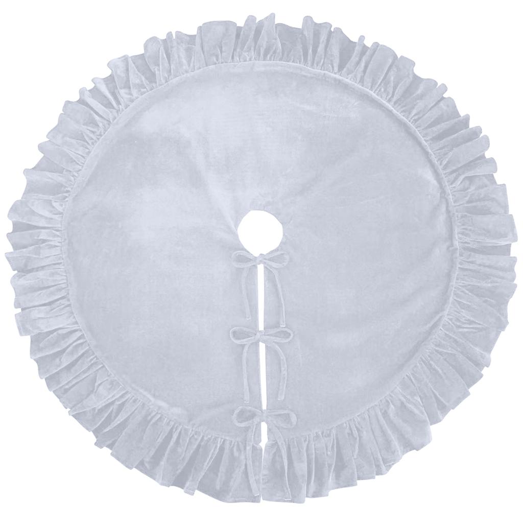 Velvet Christmas Tree Skirt with and Lace Trim for Holiday Home Decor, 122