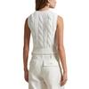 Polo Ralph Lauren Embroidered Pony Crew Neck Cable Knit Sleeveless Top Women Tops White WMPOSWENC021163-100