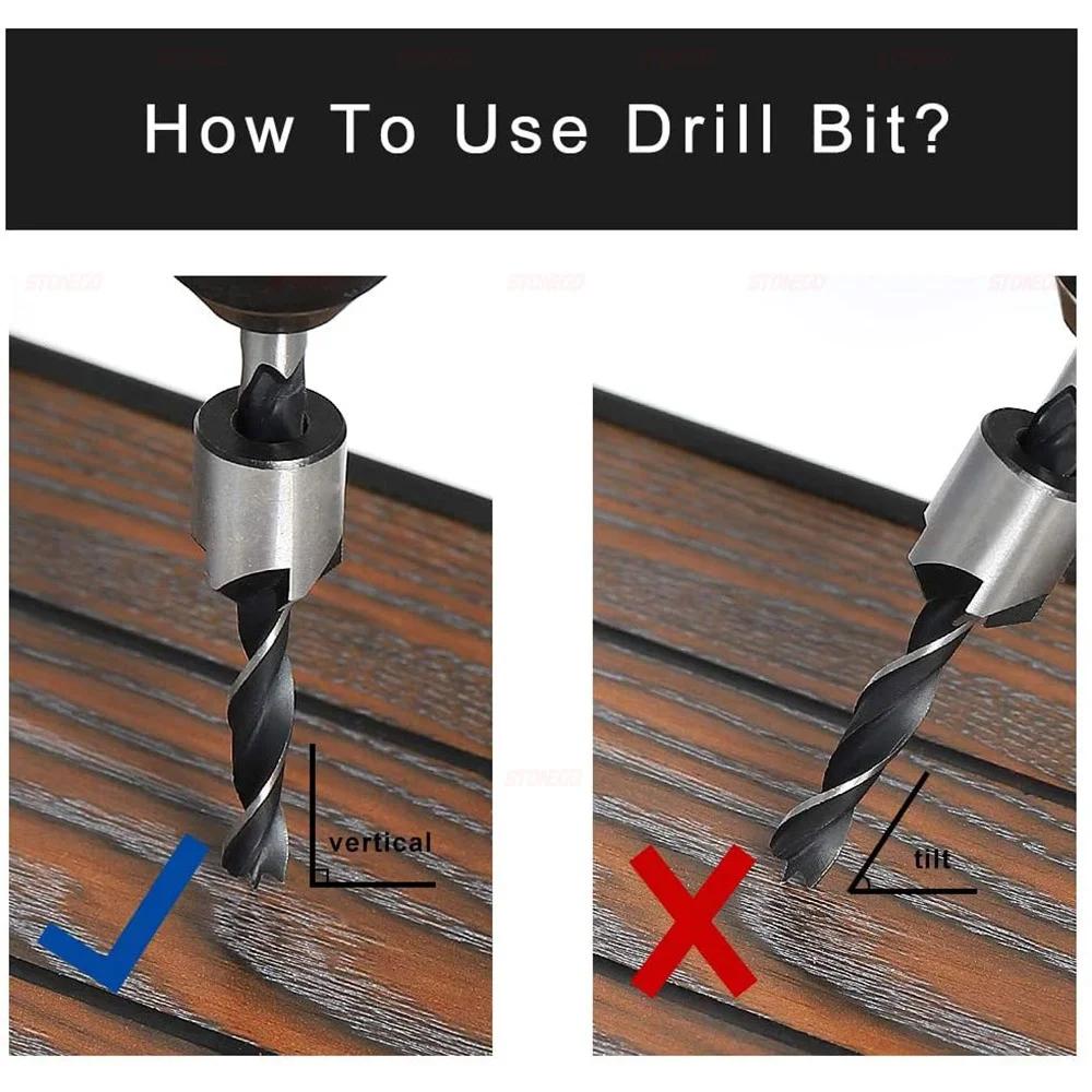 4Pcs 7Pcs High Speed Steel Woodworking Chamfering Hole Enlarging Countersunk Drill Bit Set