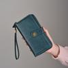 Women's Retro Anti-Magnetic Zipper Wallet - Large Capacity Long Money Clip with Coin Pocket