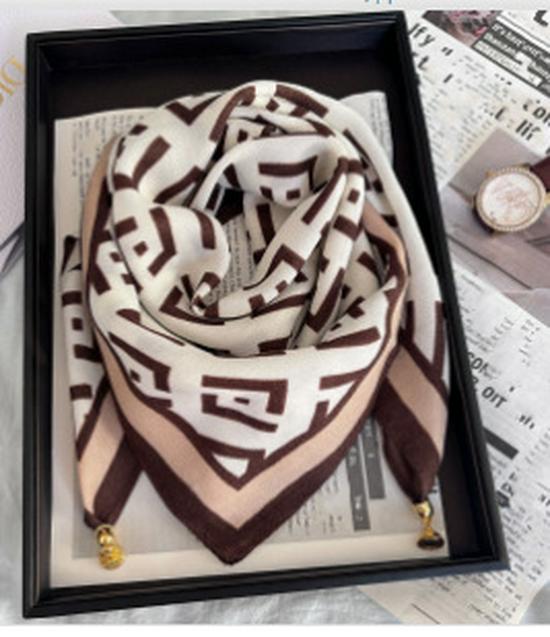 Chic Autumn/Winter Silk Scarf with Magnetic Golden Ball Clasp – Korean Style Neck Warmer