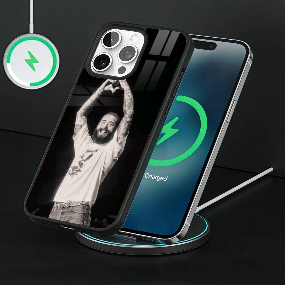 Pop King P-Post Malone Phone Case For iPhone17,16,15,14,13 Plus,Pro Max Magnetic For Magsafe Wireless Charging