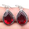 Garnet Quartz Gemstone Handmade Gift For Her Silver Jewelry Earrings 1.5''