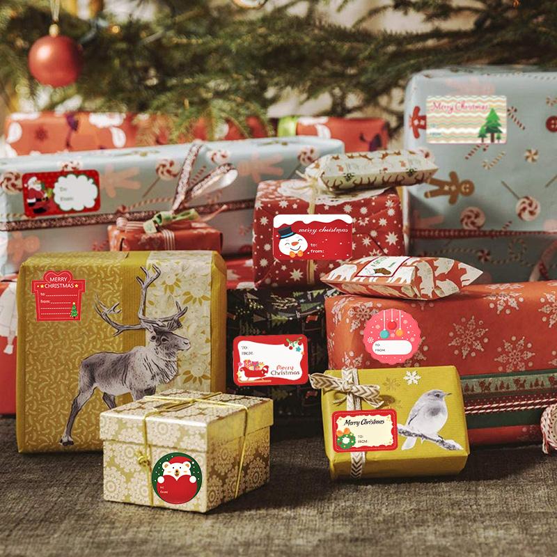 108Pcs/12Sheets Merry Christmas Gift Name Tags Present Seal Label Stickers Christmas Gift Package Decoration DIY XMAS Stickers