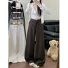 High-Grade Gray Wide-Leg Suit Pants - Women's Spring 2026 Drape Loose, Floor-Length Casual Trousers