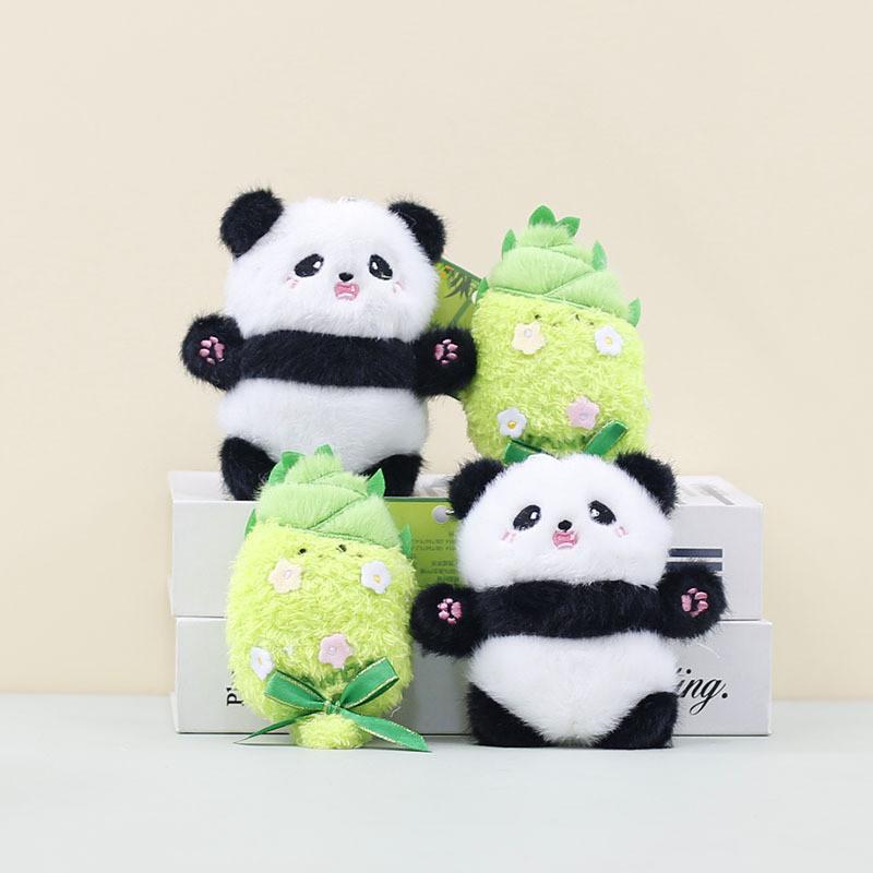 Cartoon Plush Adorable Bamboo Shoot Panda Keychain Cute Gift For Couples Friends And