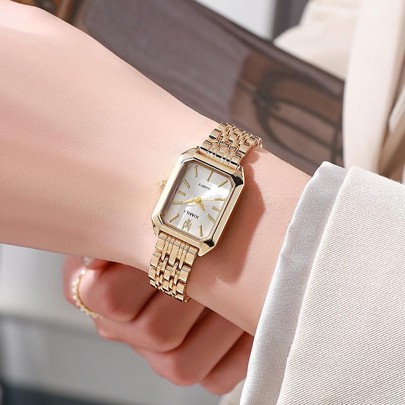 Stainless Steel Strap Watch Women Quartz Wristwatch Student Simple Square Quartz Watches