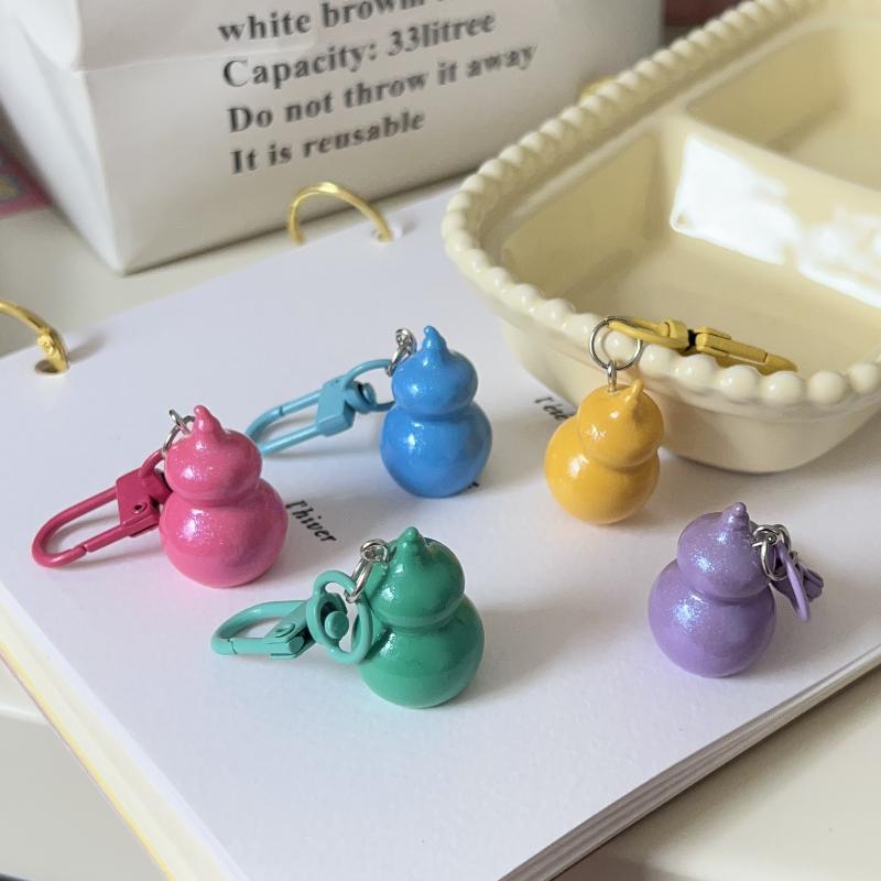 Cute Glitter Gourd Shaped Keychains Durable Clasp Vibrant Colors For Bag Decoration Daily Use Gift For Girls