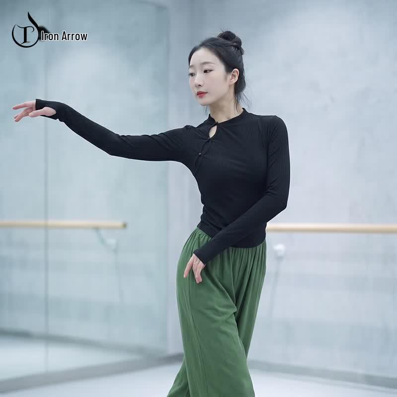 TIEJIAN Women s Ballet & Modern Dance Thumbhole Top L чёрный