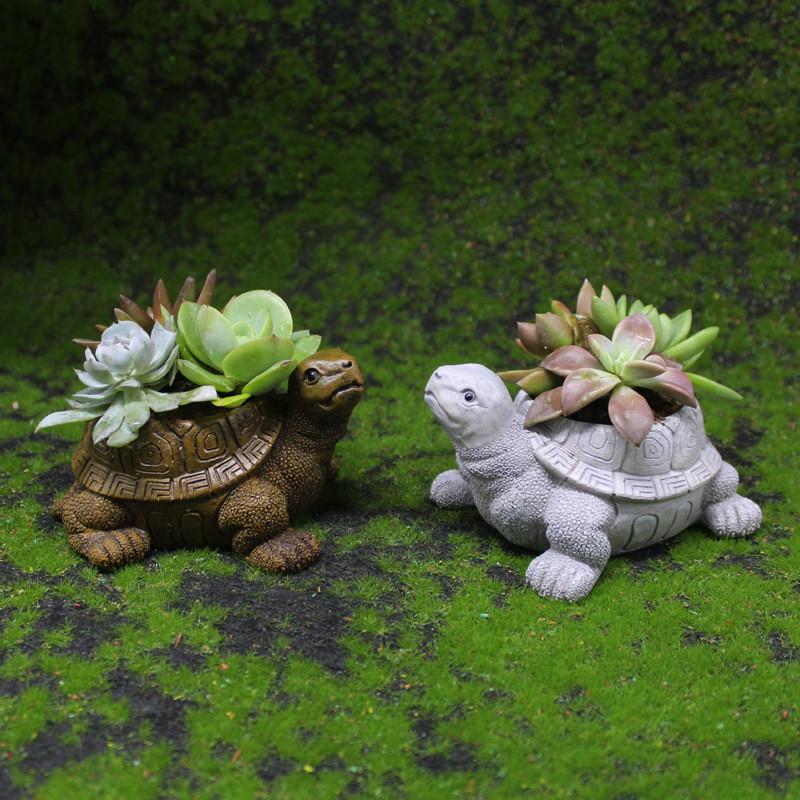Resin Tortoise Planter With Garden Miniature For Indoor Decor And Giftgiving