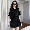 Summer Gothic Street Style Shorts Suits Women Casual Sports Jogger Loose Shorts Two Piece Sets Casual Y2k Harajuku Polo T-shirts