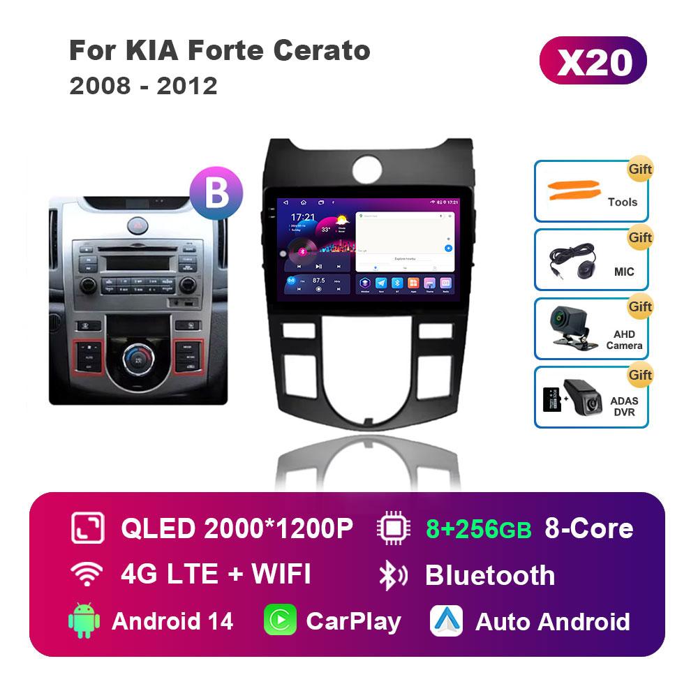 for KIA Forte Cerato 2008 - 2012 Android 14 Intelligent System Car Radio Multimedia Player GPS Navigation BT 4G WiFi HD Screen