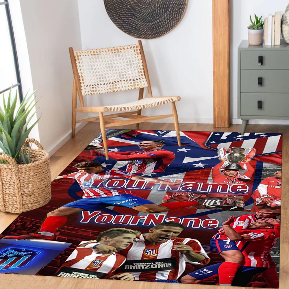Atletico Madrid Customize Your Name Floor Rug Office Rug Perfect for Kitchen Foyer Living Rooms Study Room Antislip Carpet Anime Office Decor