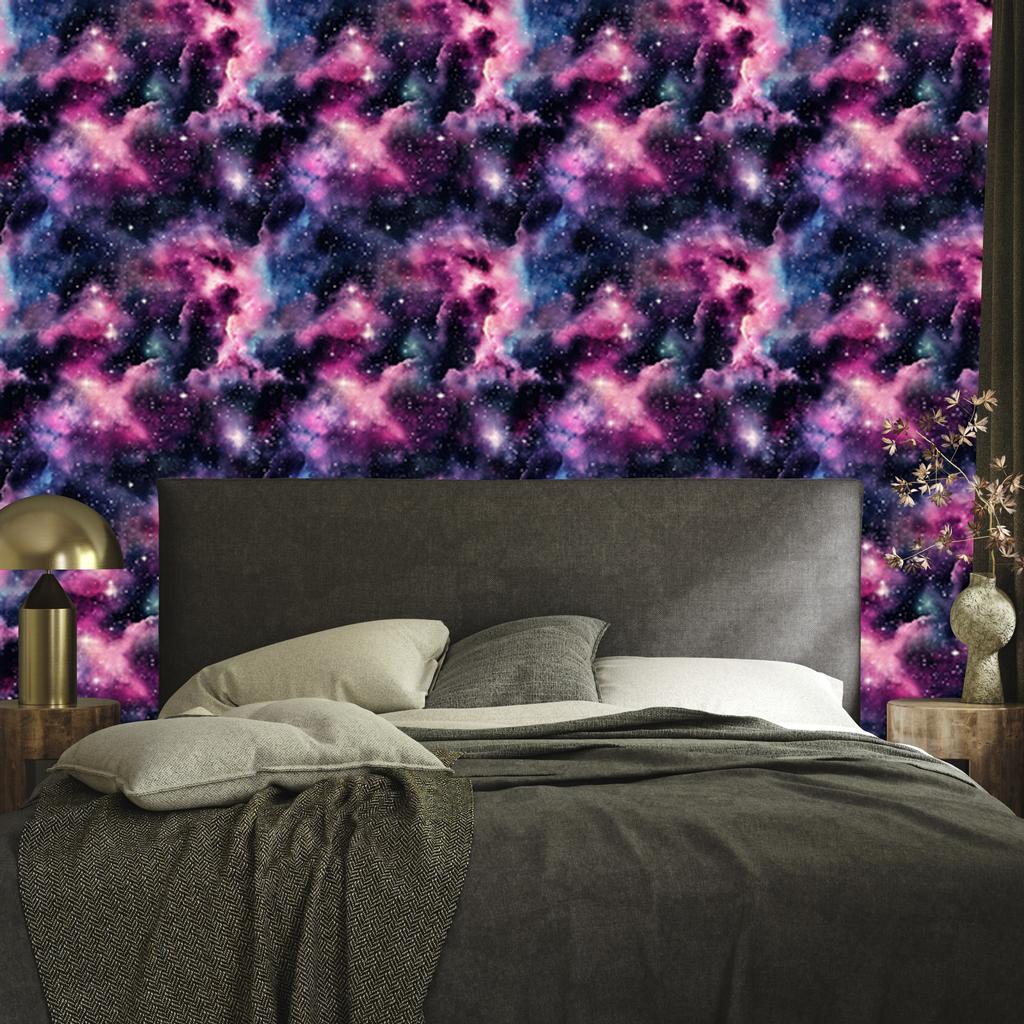 Watercolor Galaxy Wallpaper Navy Blue, Purple, and Plum 50x1000