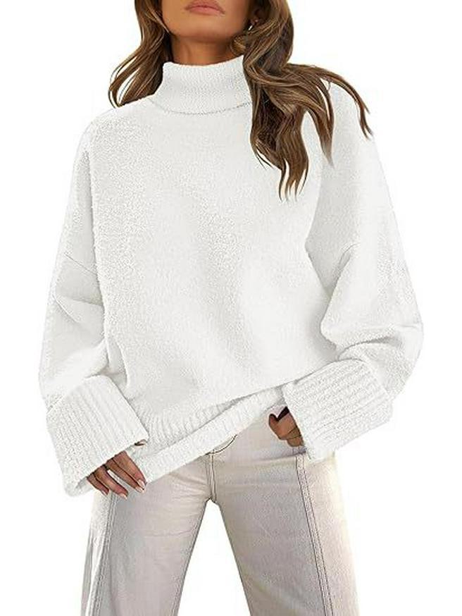 

2024 Лидер продаж европейских и американских женщин осень/зима плюшевый свитер с высоким воротником пуловер XL белый