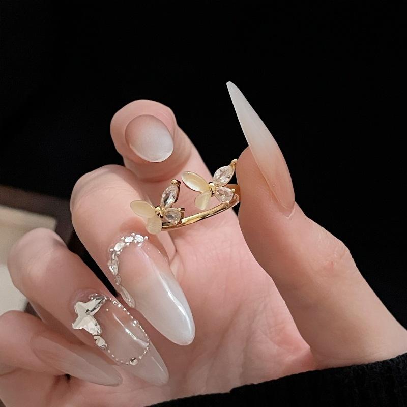 [Golden Mang Honey Language] Medieval Vintage Enamel Gold High-End Flower Opening Ring Female Light Luxury Ring