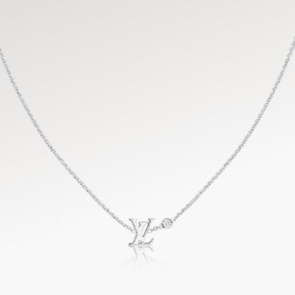 Louis Vuitton White Gold X Diamond Blossom LV Necklace K18  White Gold Q93653 Used