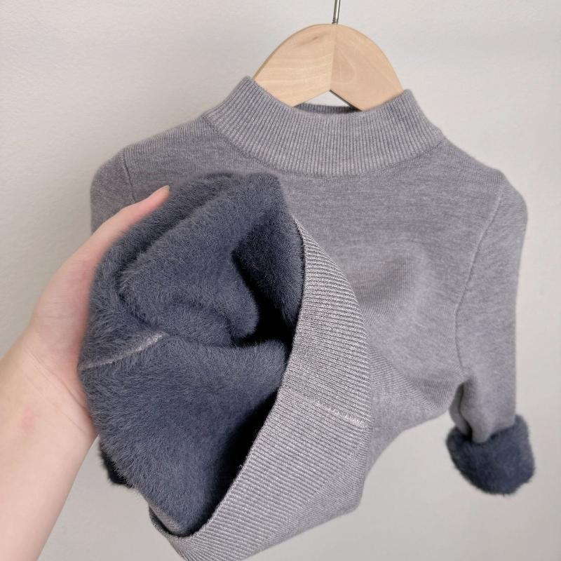 

Winter Plus Velvet Sweater Girls Thicken Pullover Boys Padded Casual Jumper Autumn Kids Babys Warm Knitwear Children Clothes 90