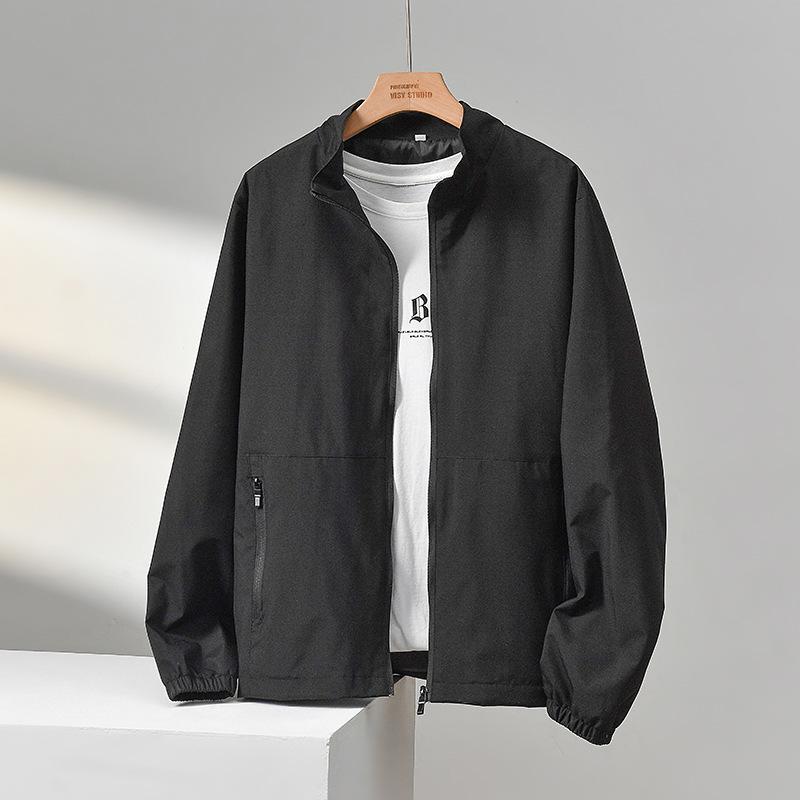 Spring and autumn new jacket men's versatile stand-up collar casual large size men's jacket sports anti-loose solid color top