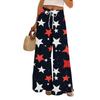 Damen locker lässige weite Hosen mit Unabhängigkeitstag-Aufdruck, elastischem Bund mit Kordelzug und Taschen