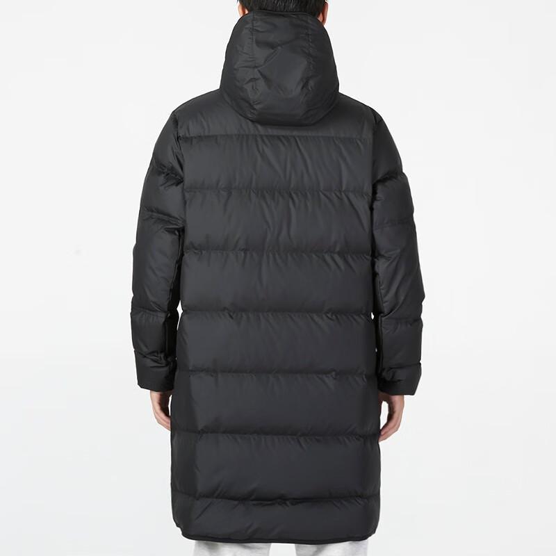 Nike Solid Logo Print Mid-Length Hooded Down Jacket Men Outerwear Black DV1134-010
