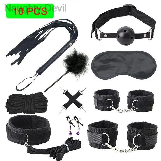 Sex Toy Kit Bondage Restraints Set Adult Toys Sex Toys Anal Plug Handcuffs Whip Gag Kits Sex Toys for Couples