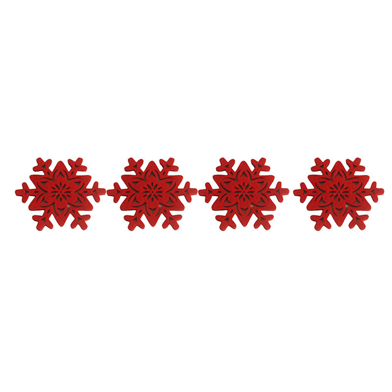 4pcs Christmas Circular Coaster Shape Of Snowflake Christmas Tree Felt Cup Mat X-Mas Party Decoration Table Accessories Pad