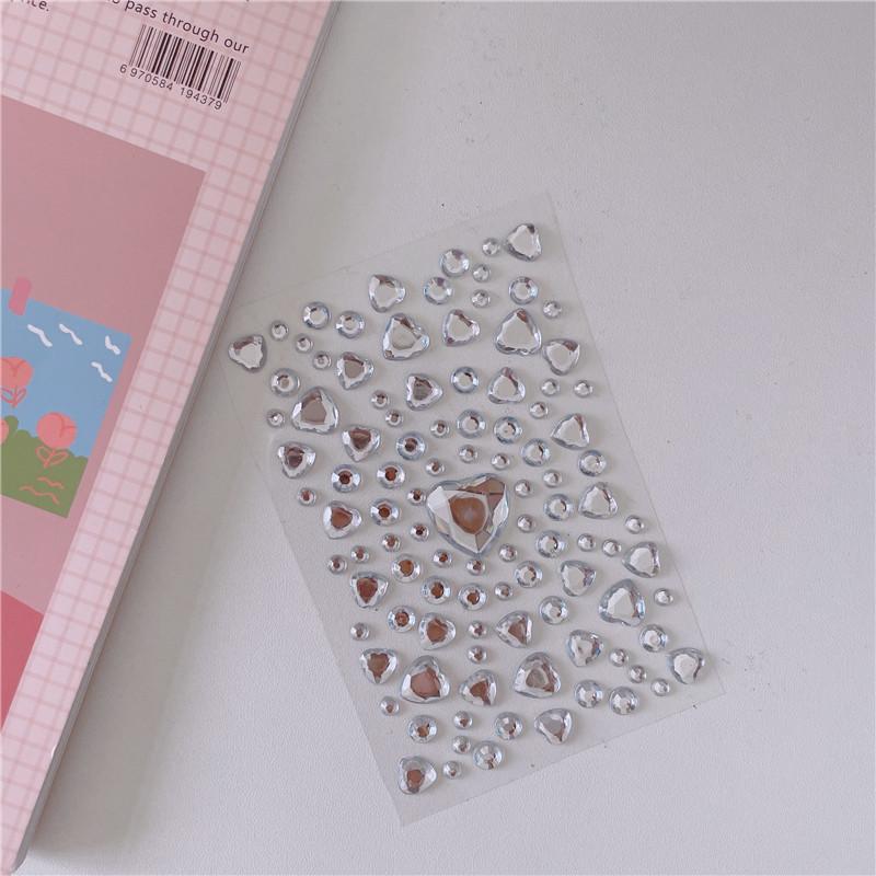 Velká nálepka s diamantem lásky v 3D dekorativní ruční nálepce s korejskými diamanty
