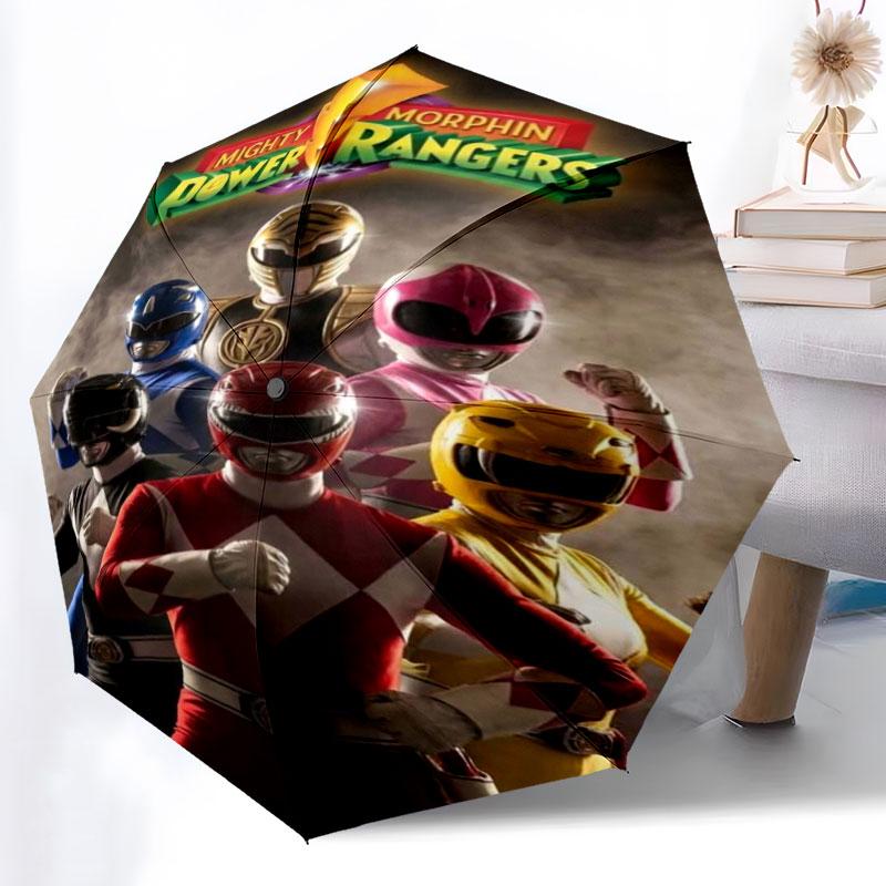 Power Rangers Umbrella Windproof Automatic Folding Umbrella Cartoon Superhero Rain Umbrella for Kids Boys Gift