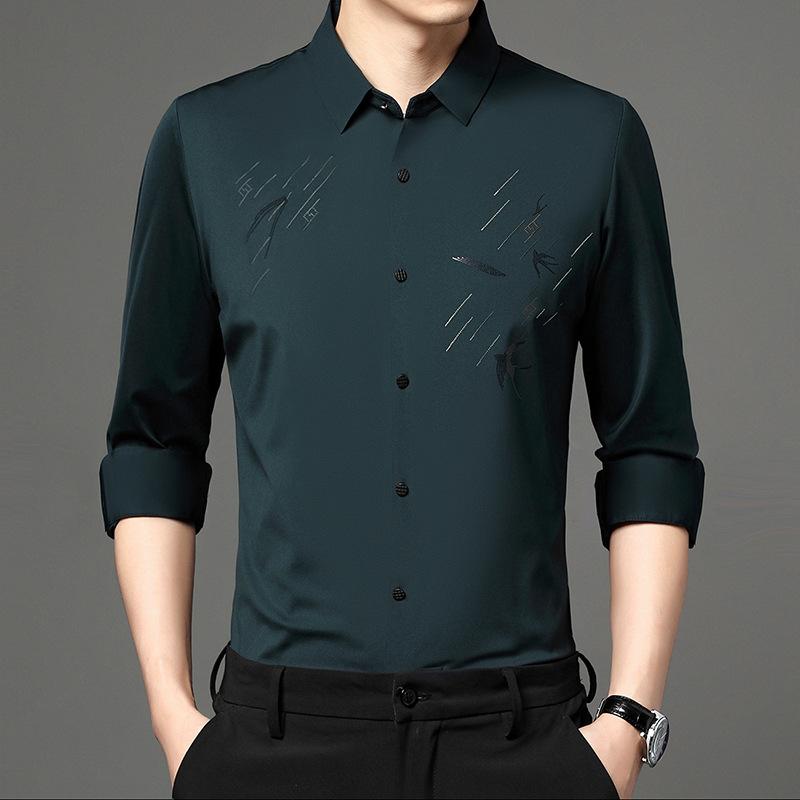 Осенняя новая мужская повседневная мужская рубашка с длинным рукавом с обычными лацканами — фото 5