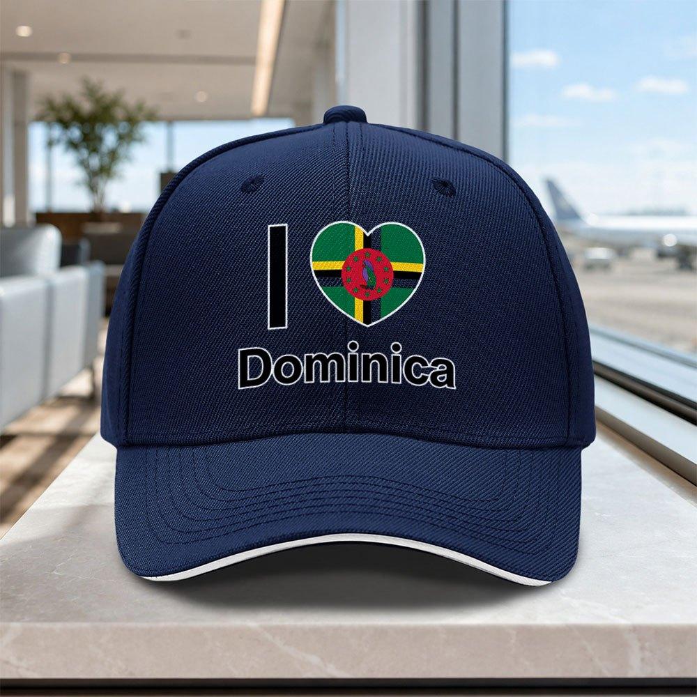 Adjustable Dominica Heart Flag Baseball Cap Lightweight Unisex Printed Hat for Outdoor Weddings Parties
