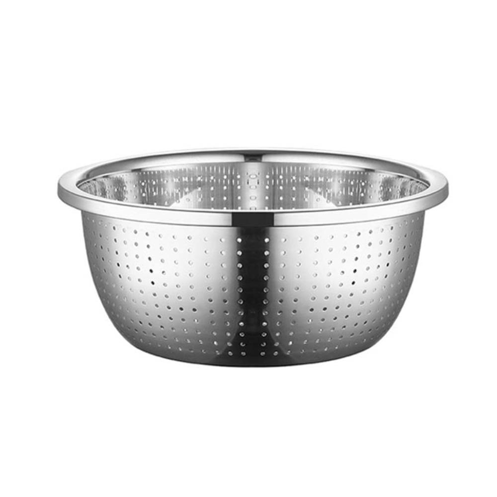 Multiple Drainage Holes Stainless Steel Drain Basket Widened Edge Drain Basin  Fruits