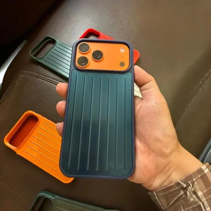 Husă de lux Sle Busines cu senzație de gheață din aliaj cu dungi ondulate 3D pentru IPhone 17 Pro Max 16 15 14 Pro Max Husă de protecție anti-cădere